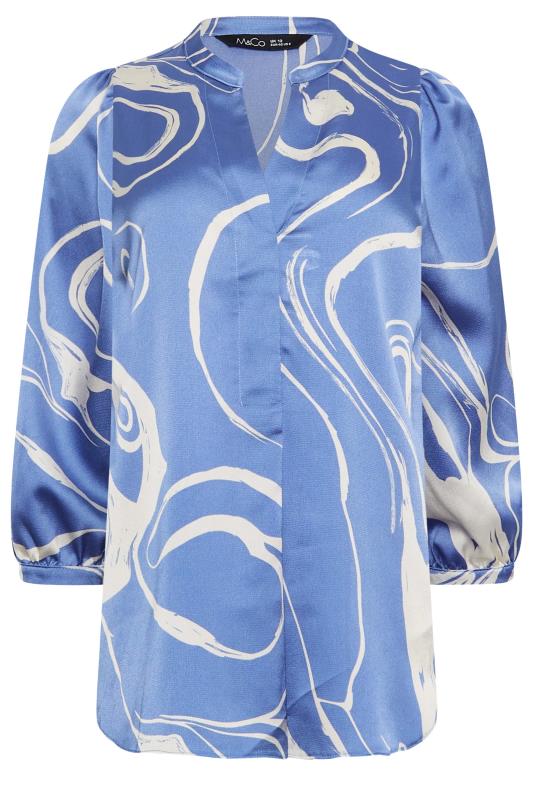 M&Co Blue Abstract Print 3/4 Sleeve Blouse | M&Co 6