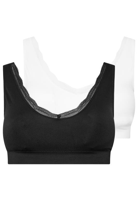 YOURSET 2 PACK Plus Size Black & White Lace Trim Seamless Bralette | Yours Clothing 8