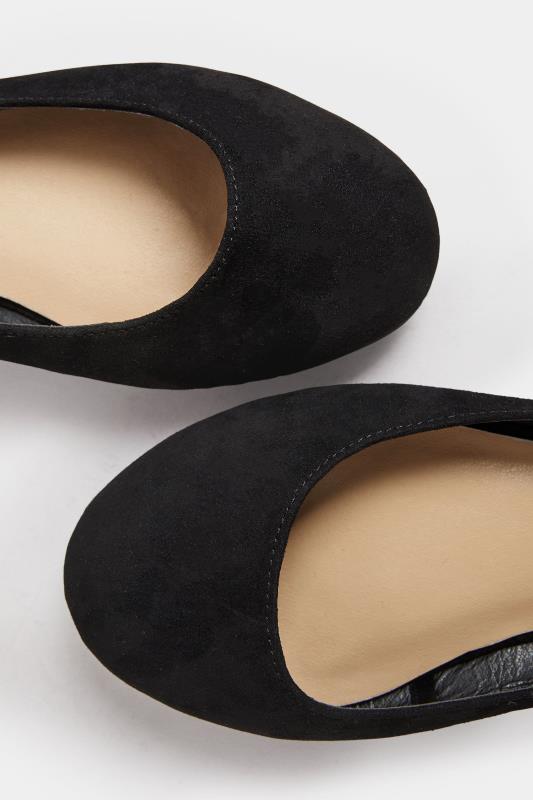 Black Faux Suede Slingback Pumps In Extra Wide EEE Fit | Yours Clothing 5