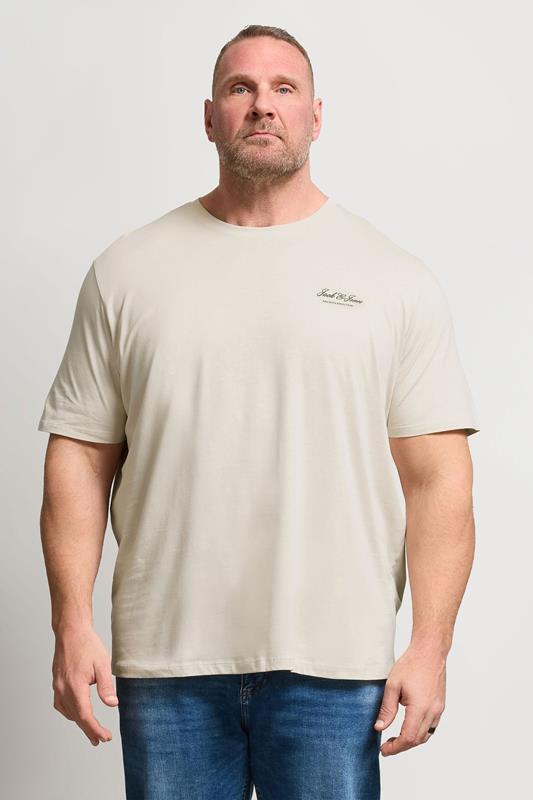 JACK & JONES Big & Tall Moonbeam White Logo Graphic T-Shirt | BadRhino 1