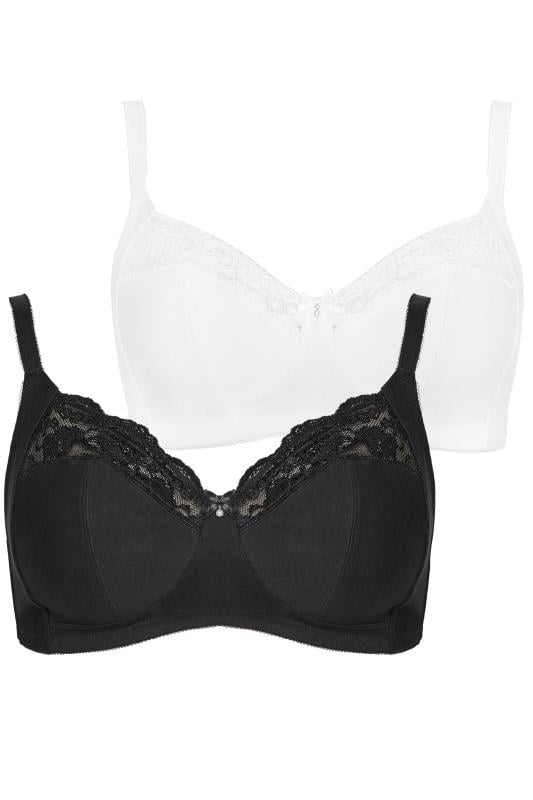 YOURSET 2 PACK Curve Black & White Non-Padded Non-Wired Full Cup Bras