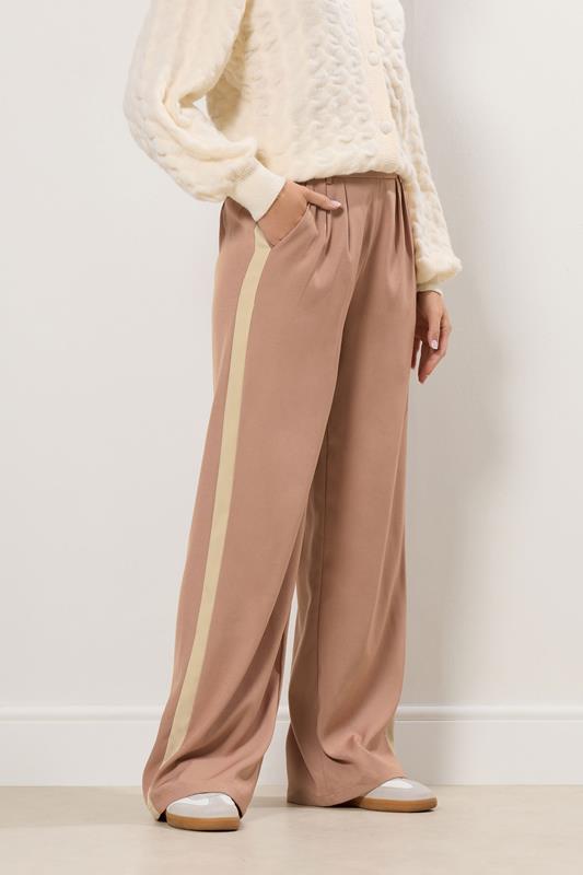 LTS Tall Coral Pink Contrast Stripe Wide Leg Trousers | Long Tall Sally 1