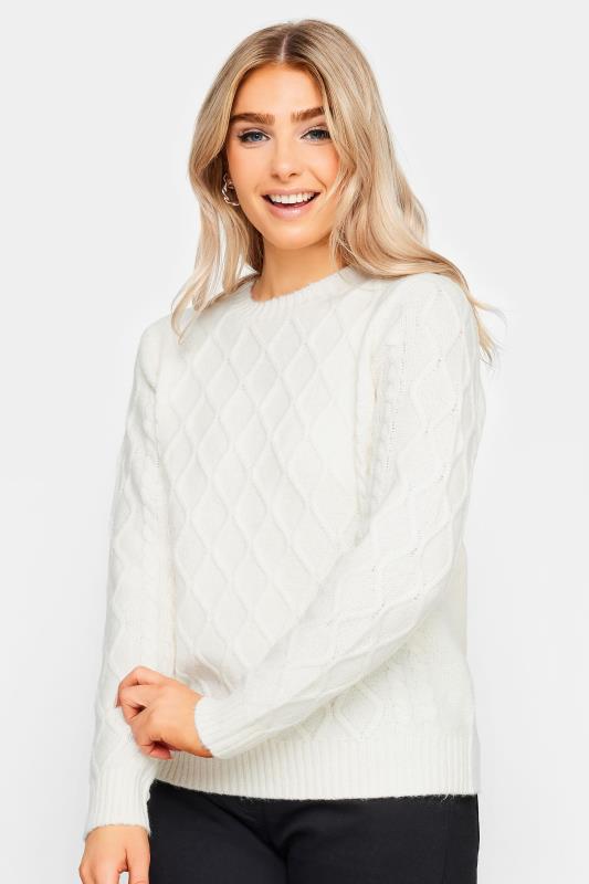 Women's  M&Co Petite Ivory White Cable Knit Jumper