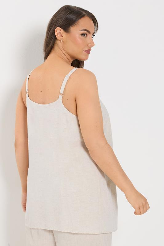 YOURS Plus Size  Natural Brown Linen Vest Top | Yours Clothing 2