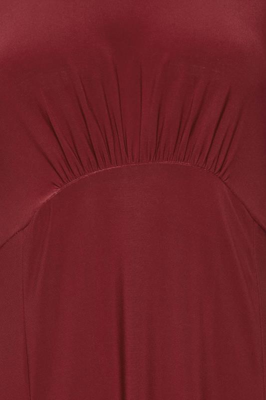 M&Co Burgundy Red Angel Sleeve Split Hem Midi Dress | M&Co 5