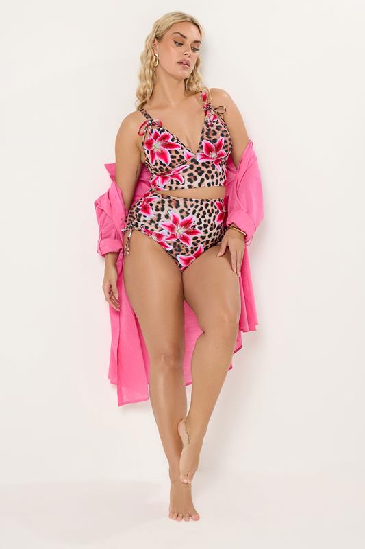 YOURS Plus Size Animal High Waist Tummy Control Bikini Briefs | Yours Clothing 1