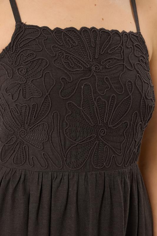 LTS Tall Women's Chocolate Brown Linen Embroidered Midi Dress | Long Tall Sally 5