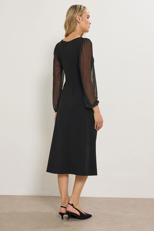 LTS Tall Black Mesh Sleeve Midi Dress | Long Tall Sally  2