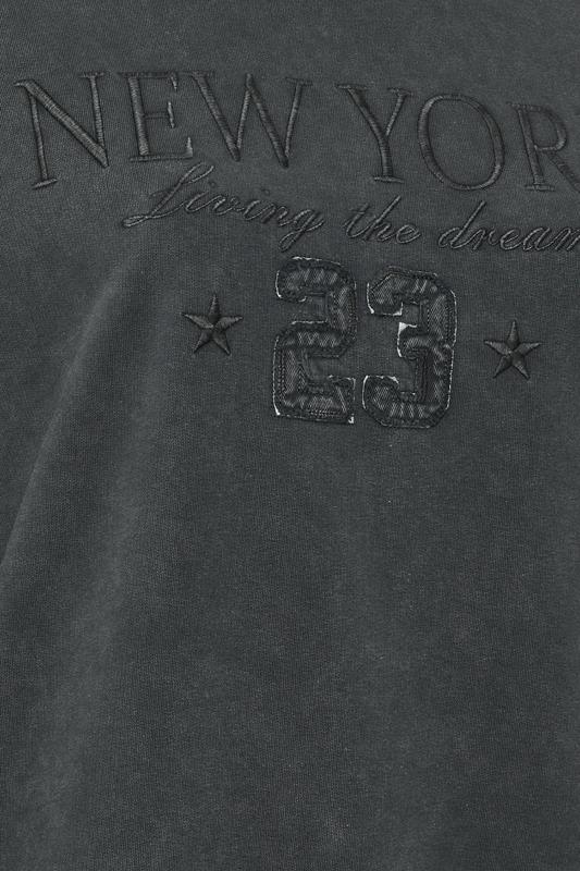 YOURS Plus Size Charcoal Grey 'New York' Embroidered Slogan Sweatshirt 6