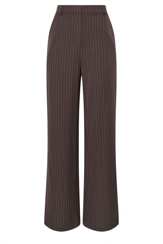 LTS PREMIUM Tall Women's Chocolate Brown Pinstripe Wide Leg Trousers| Long Tall Sally 5