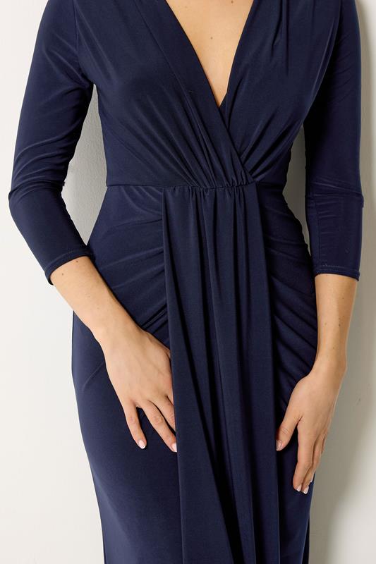 LTS Tall Women's Navy Blue Drape Wrap Maxi Dress | Long Tall Sally 4