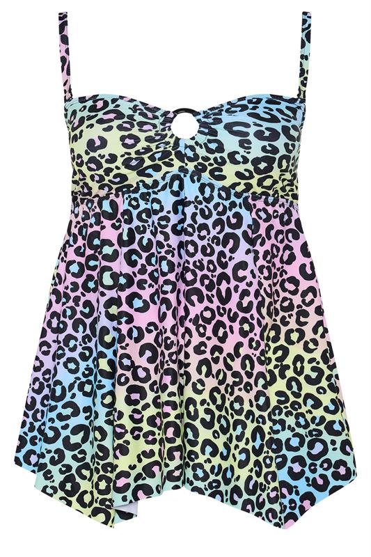 YOURS Plus Size Pink Leopard Print Bandeau Tankini Top | Yours Clothing 8