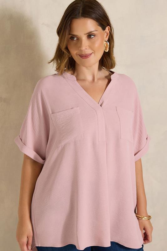EVANS Plus Size Rose Pink Overhead Utility Shirt | Evans 1