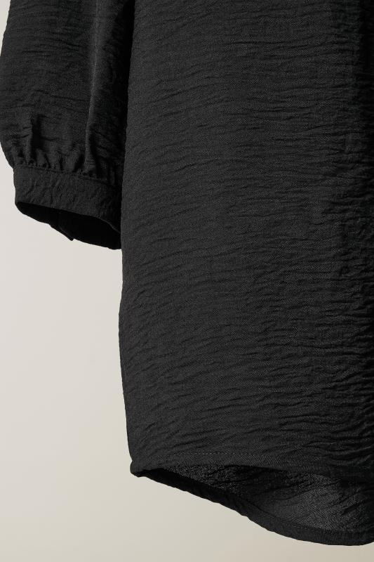 EVANS Plus Size Black Notch Neck Long Sleeve Blouse | Evans 7
