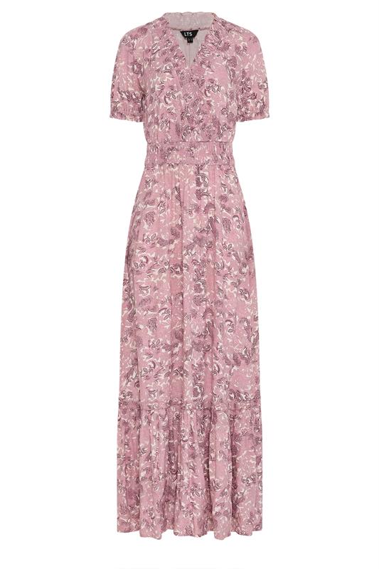 LTS Tall Women's Pink Floral Shirred Maxi Dress | Long Tall Sally 6