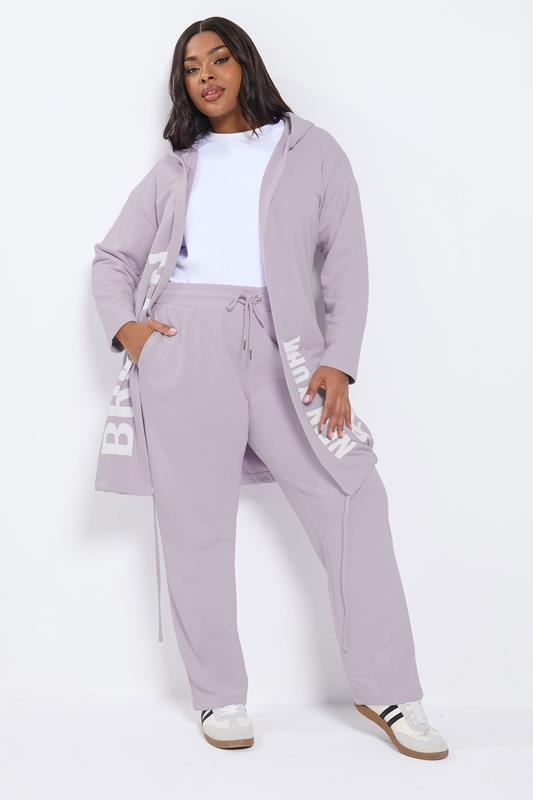 YOURS Plus Size Purple 'BRKLYN' Slogan Longline Hoodie | Yours Clothing  4