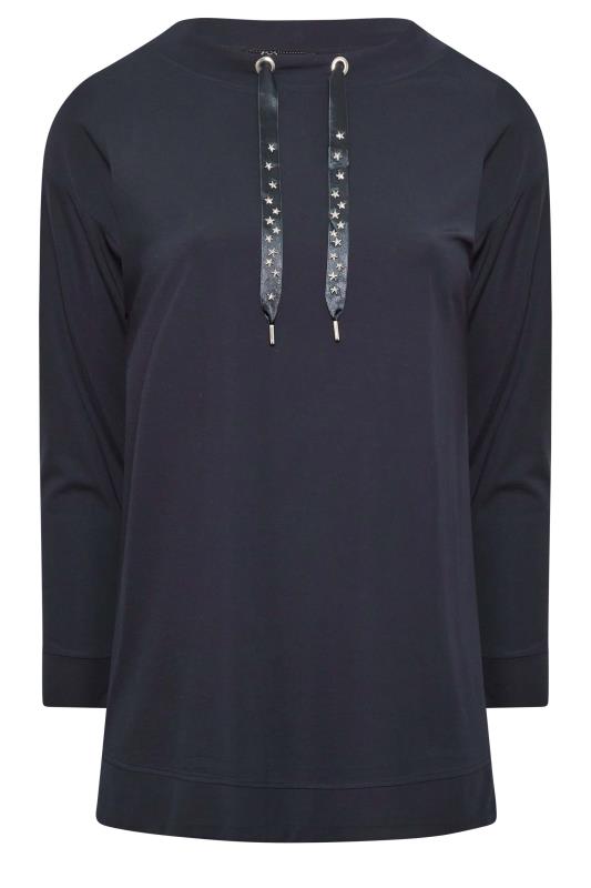 YOURS LUXURY Plus Size Navy Blue Star Embellished Sweatshirt | Yours Clothing 7