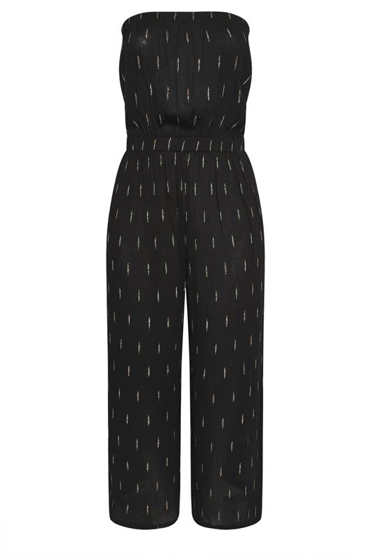YOURS Plus Size Black Metallic Bandeau Wide Leg Jumpsuit | Yours Clothing 5
