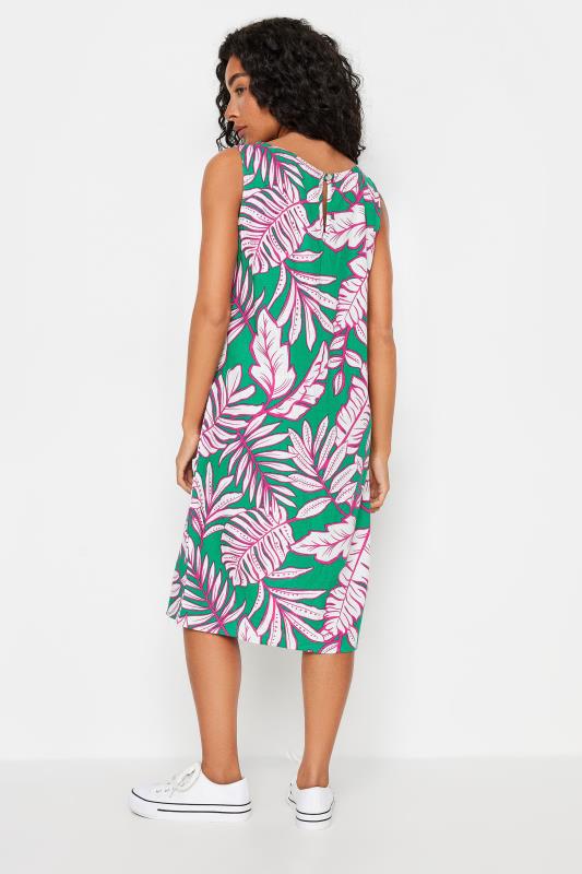 M&Co Petite Green Linen Leaf Print Shift Dress | M&Co 3