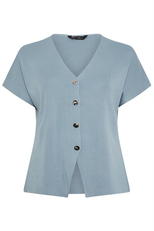 LIMITED COLLECTION Plus Size Blue Short Sleeve Knitted Top | Yours Clothing 5