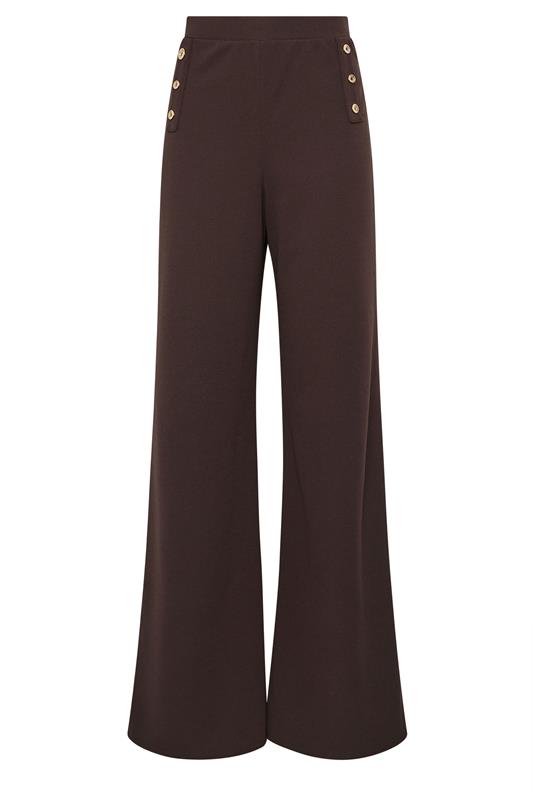 LTS Tall Chocolate Brown Military Wide Leg Trousers | Long Tall Sally 5