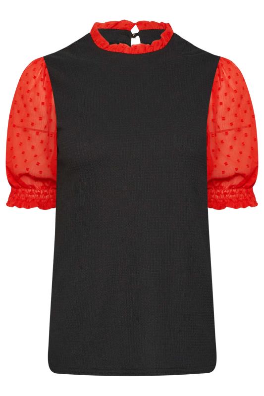 M&Co Black & Red Contrast Sleeve Blouse | M&Co 6