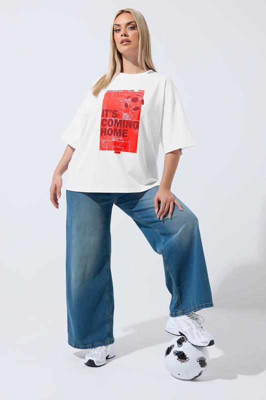 LIMITED COLLECTION Plus Size White 'It's Coming Home' England T-Shirt | Yours Clothing 1