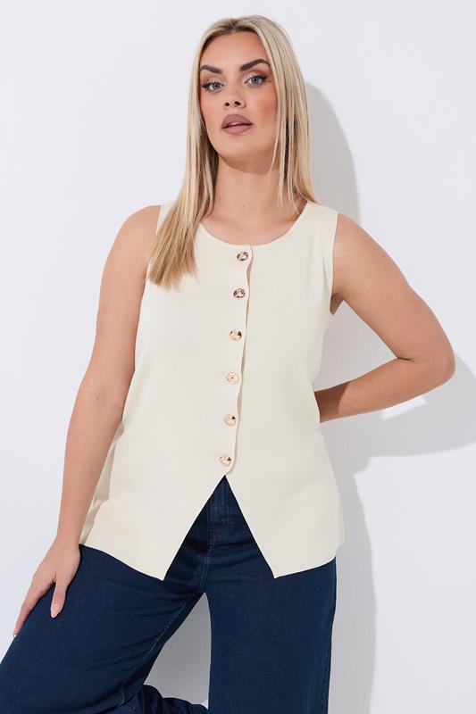 LIMITED COLLECTION Curve Cream Compact Knitted Waistcoat