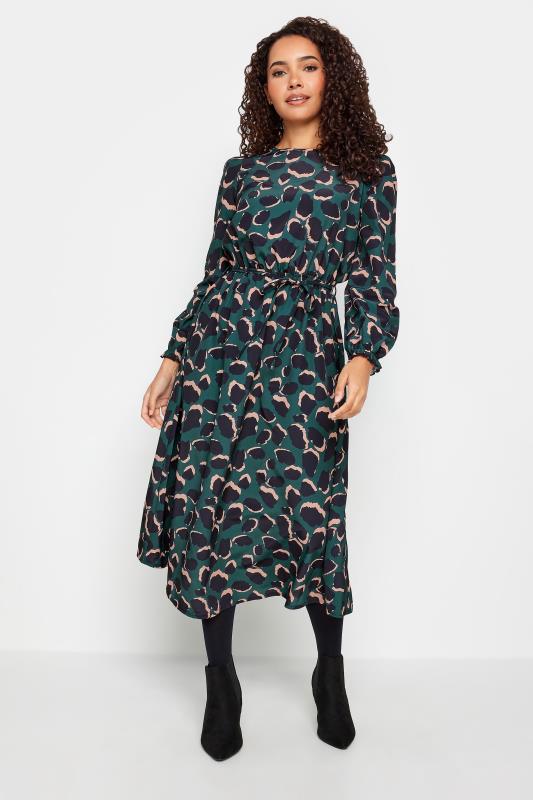 Women's  M&Co Green Abstract Print Smock Dress