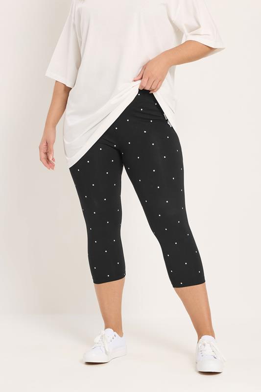 YOURSET 2 PACK Plus Size Black Polka Dot Crop Leggings | Yours Clothing 2