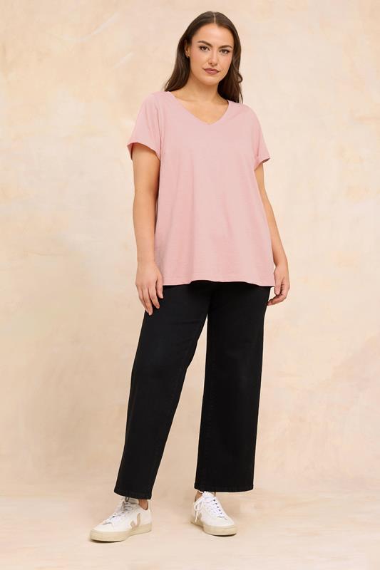 EVANS Plus Size Blush Pink Premium Cotton T-Shirt | Evans 1