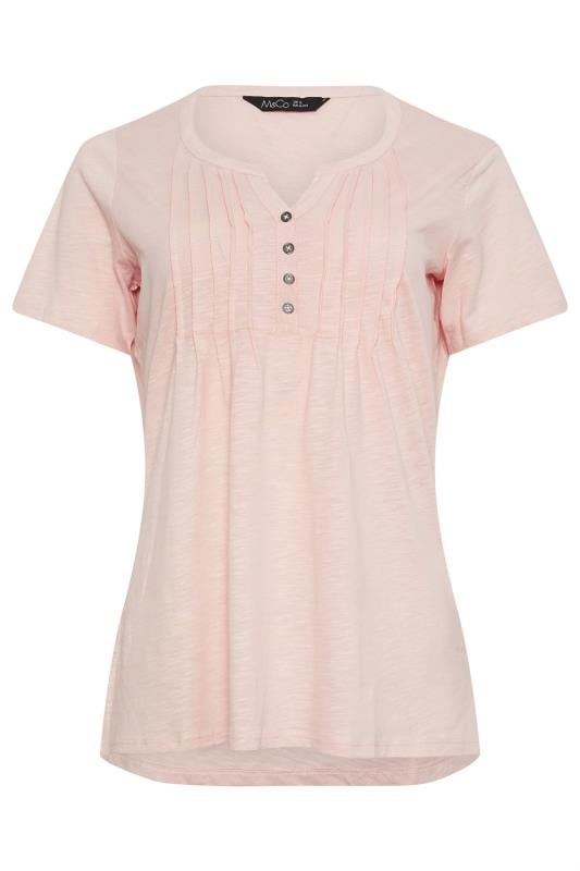 M&Co Pink Cotton Short Sleeve Henley Top | M&Co 5