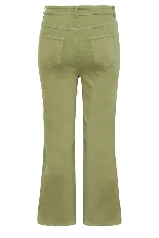 Plus Size Khaki Green Stretch Wide Leg Jeans | Yours Clothing 4