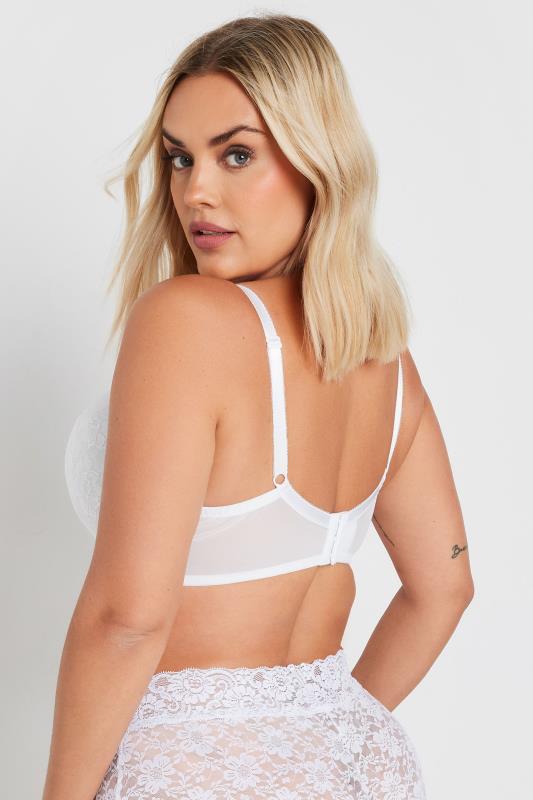 YOURS Plus Size White Lace Padded Plunge Bra | Yours Clothing  2