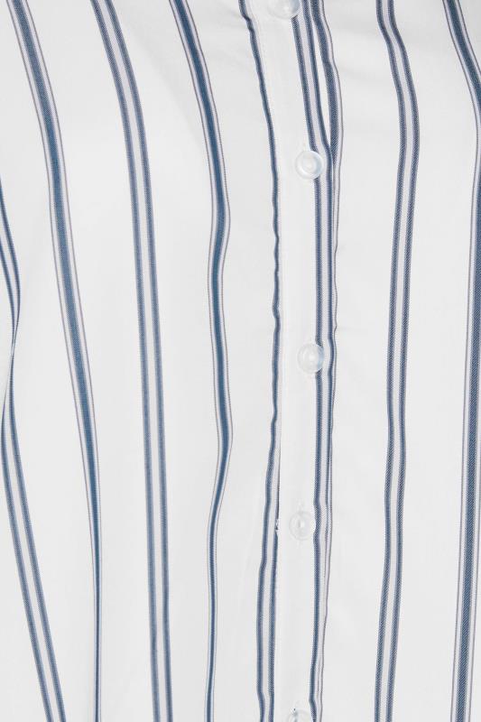 M&Co White & Navy Blue Stripe Tab Sleeve Shirt | M&Co 5