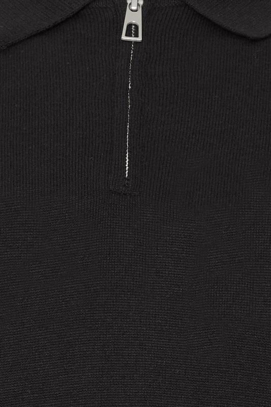 BadRhino Big & Tall Black Knitted Short Sleeve Zip Polo Shirt | BadRhino 1