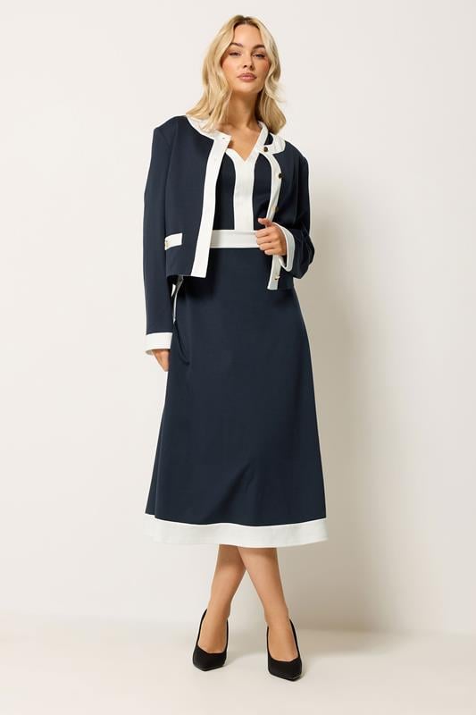  M&Co Navy Blue Colourblock Dress And Jacket Set