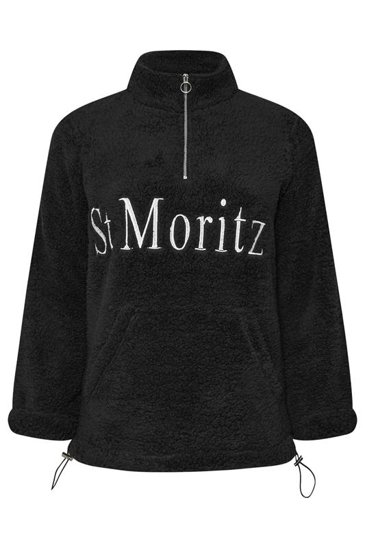 YOURS Plus Size Black 'St Moritz' Teddy Borg Fleece | Yours Clothing 7