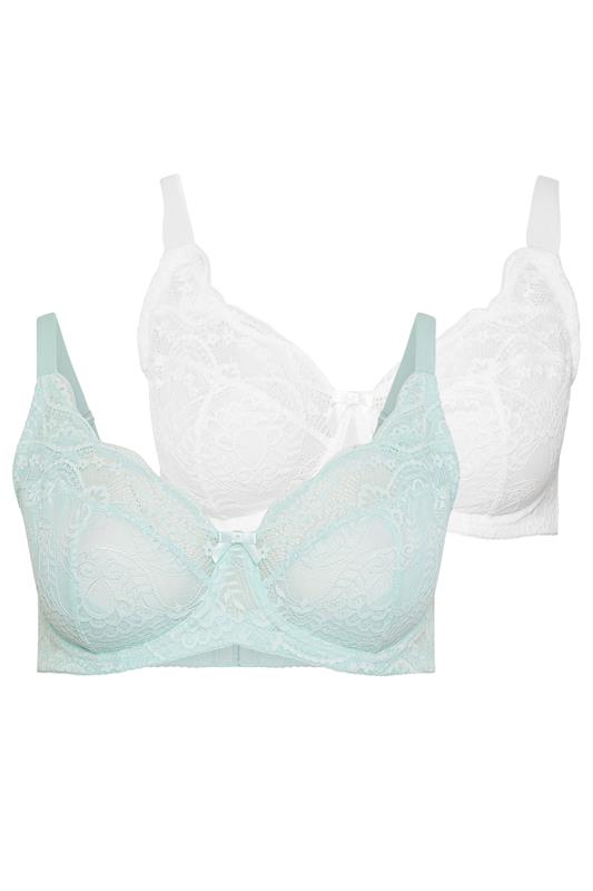 YOURSET 2 PACK Plus Size Mint Green & White Swirl Lace Bras | Yours Clothing 8