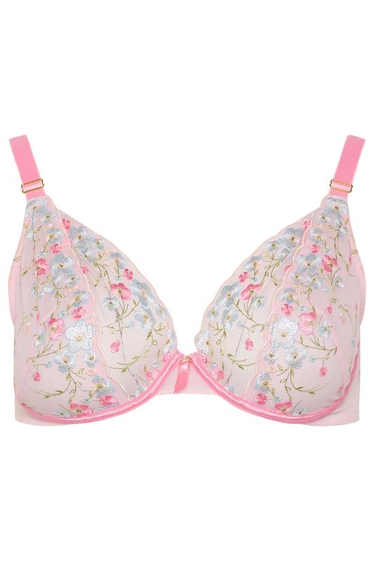 YOURS Plus Size Pink Lace Underwired Non Padded Bra | Yours Clothing 5