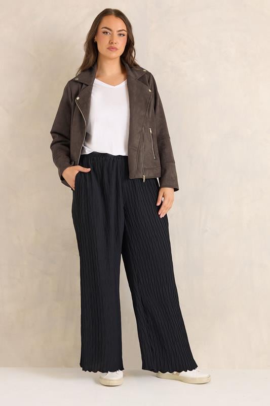 EVANS Plus Size Chocolate Brown Faux Suede Biker Jacket 4