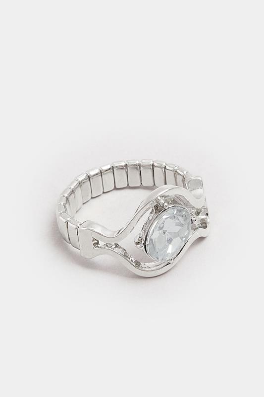  Yours Silver Tone Diamante Twist Stretch Ring