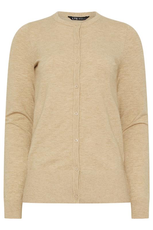 LTS Tall Neutral Brown Crew Neck Button Cardigan | Long Tall Sally 6