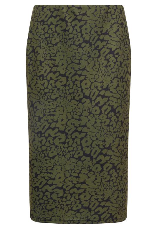 M&Co Petite Khaki Green Animal Print Ponte Skirt | M&Co