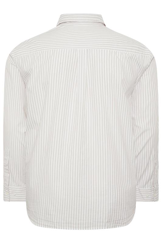 JACK & JONES Big & Tall White & Green Striped Poplin Shirt | BadRhino 4