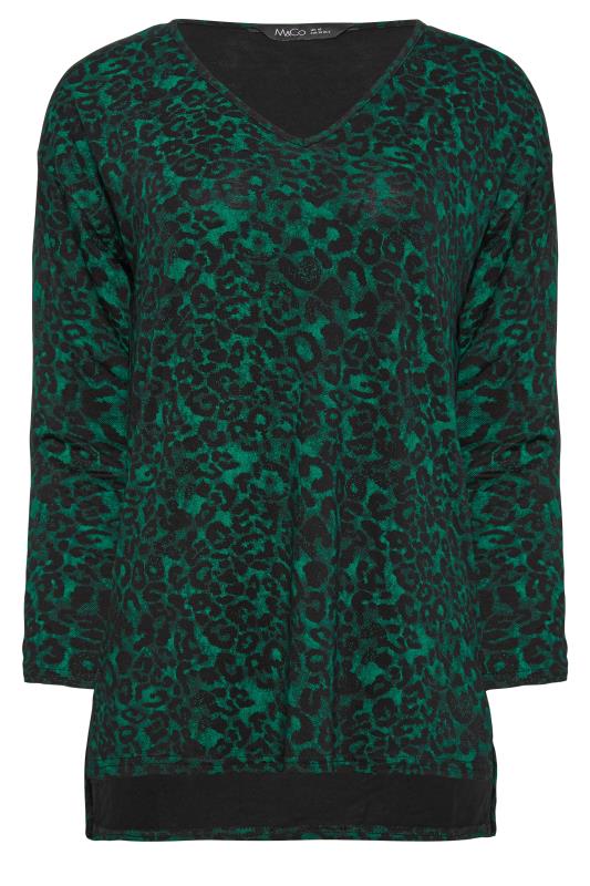 M&Co Green Animal Print V-Neck Long Sleeve T-Shirt | M&Co 5