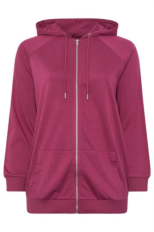 YOURS Plus Size Burgundy Red Zip Through Hoodie | Yours Clothing 5