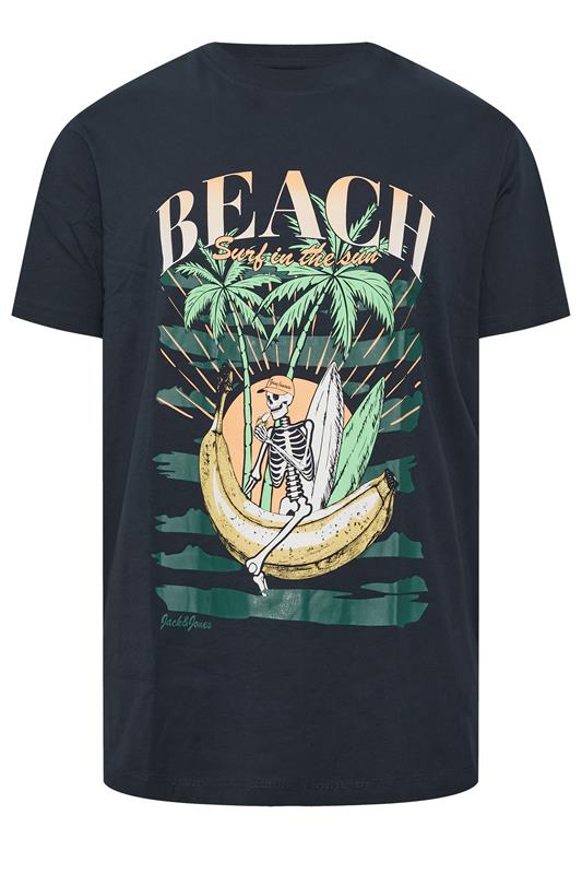 JACK & JONES Navy Blue 'Beach' Graphic Print T-Shirt | BadRhino 2