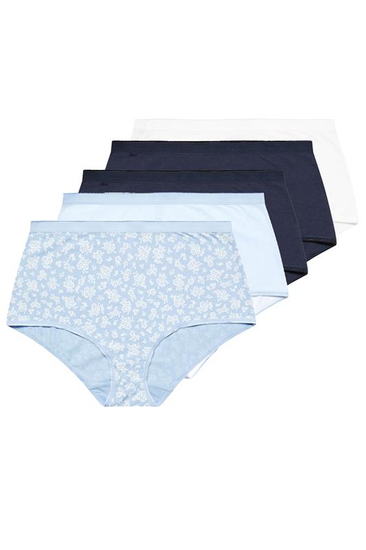 YOURSET 5 PACK Curve Blue Floral Print Full Briefs