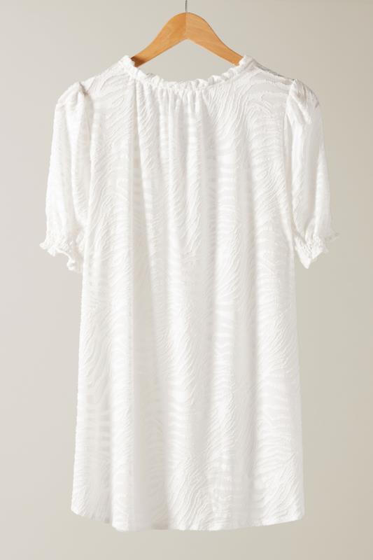 EVANS Plus Size White Burnout Print Tie Neck Blouse | Evans 7